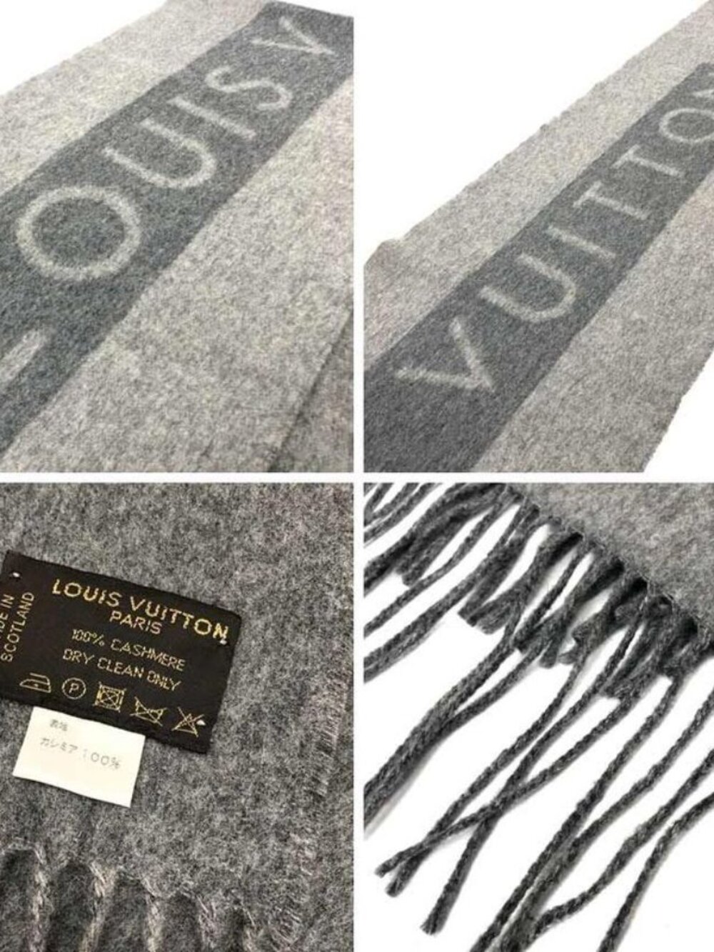 Louis Vuitton Cashmere Scarf Echarpe Baroda Gray Men - Picture 3 of 3